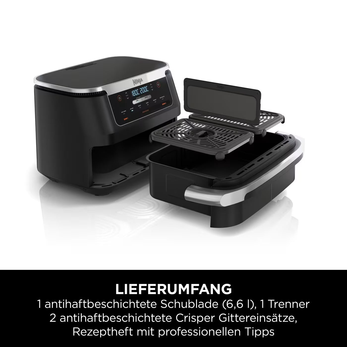 Ninja FlexDrawer Heißluftfritteuse 6,6 L