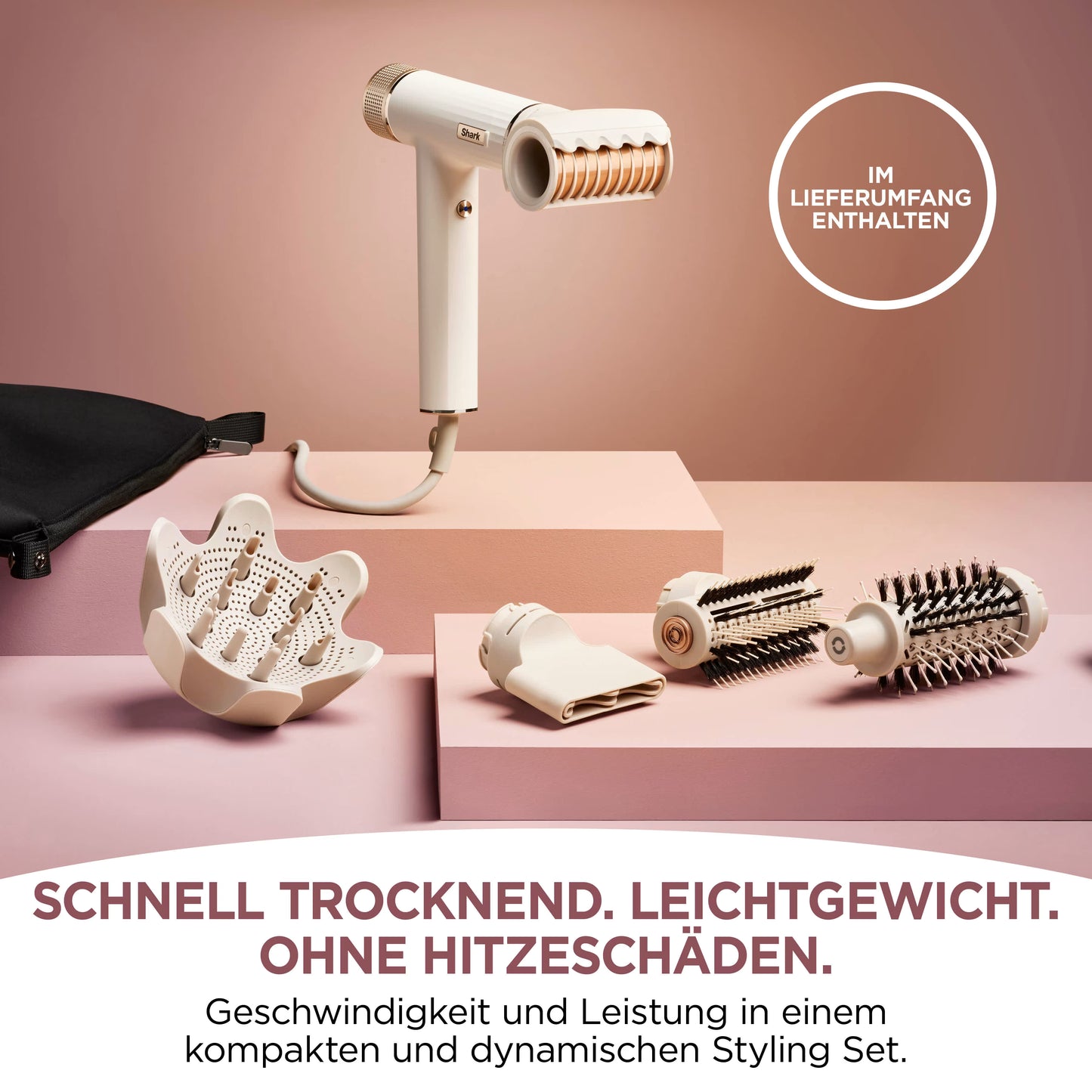 Shark SpeedStyle Leistungsstarker Haartrockner & Gloss Finish - mit Aufbewahrungstasche