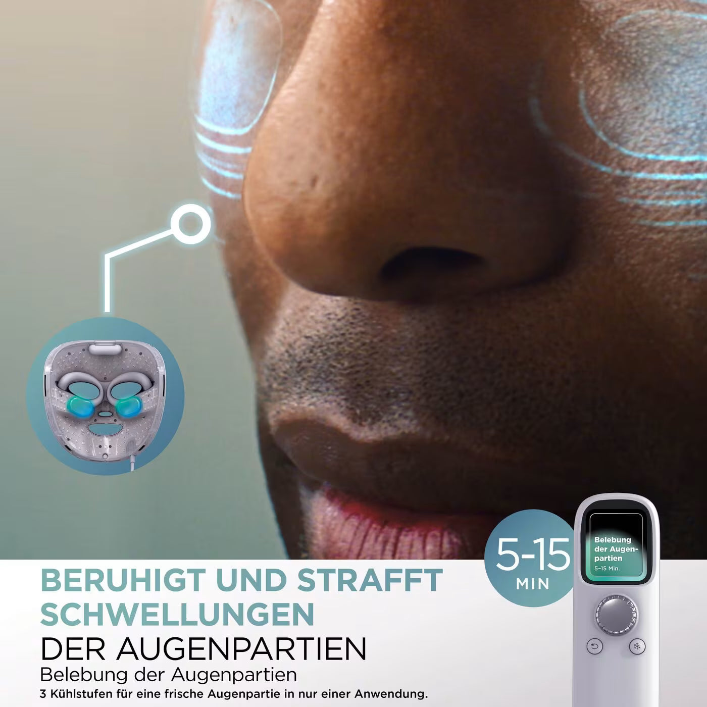 Shark CryoGlow LED-Maske + Kühlung der Augenpartie