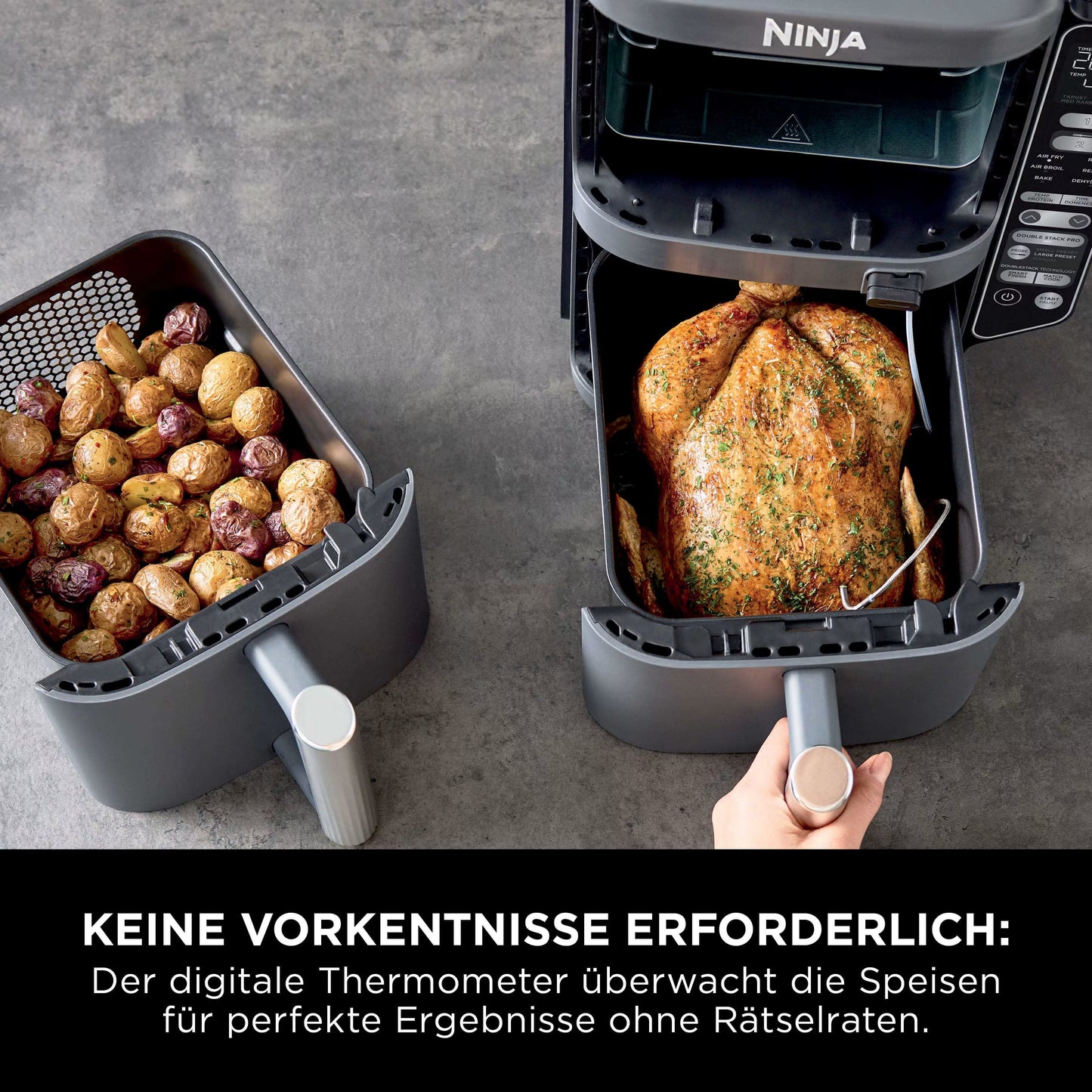 Ninja Double Stack XL 2-Ebenen Heißluftfritteuse 9,5 L mit Smart Cook System