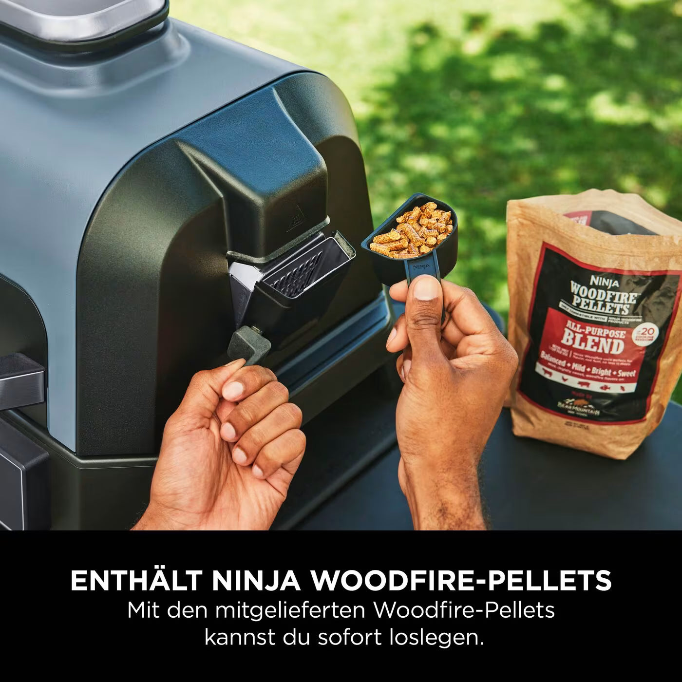 Ninja Woodfire Pro Connect XL Elektrischer Outdoor Grill & Smoker mit Abdeckung – Blau & Gold