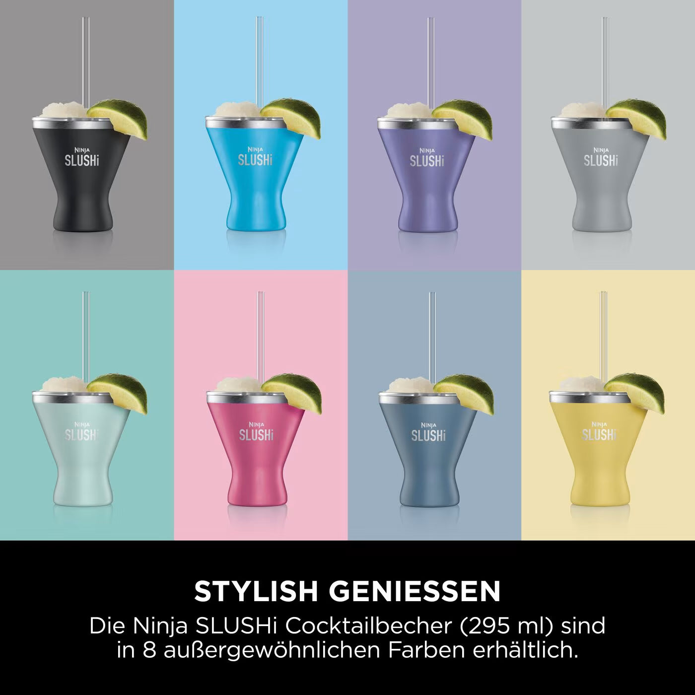 Ninja SLUSHi isolierter Cocktailbecher mit Deckel 2er-Set – Schwarz XSKMRG2BKEUK