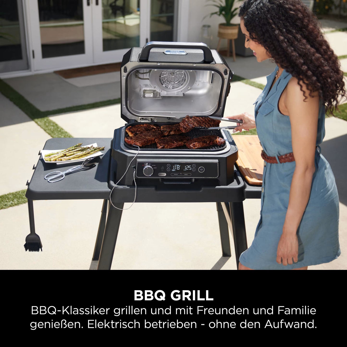 Ninja Woodfire Pro XL Elektrischer Outdoor Grill & Smoker mit Smart Cook System