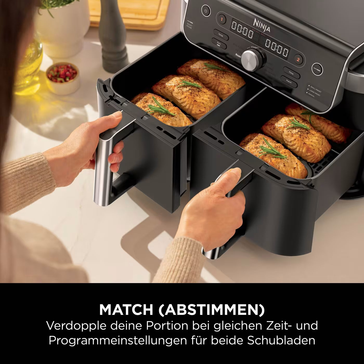 Ninja DualZone XL-Heißluftfritteuse mit 9,5 l Fassungsvermögen und 2 Schubladen
