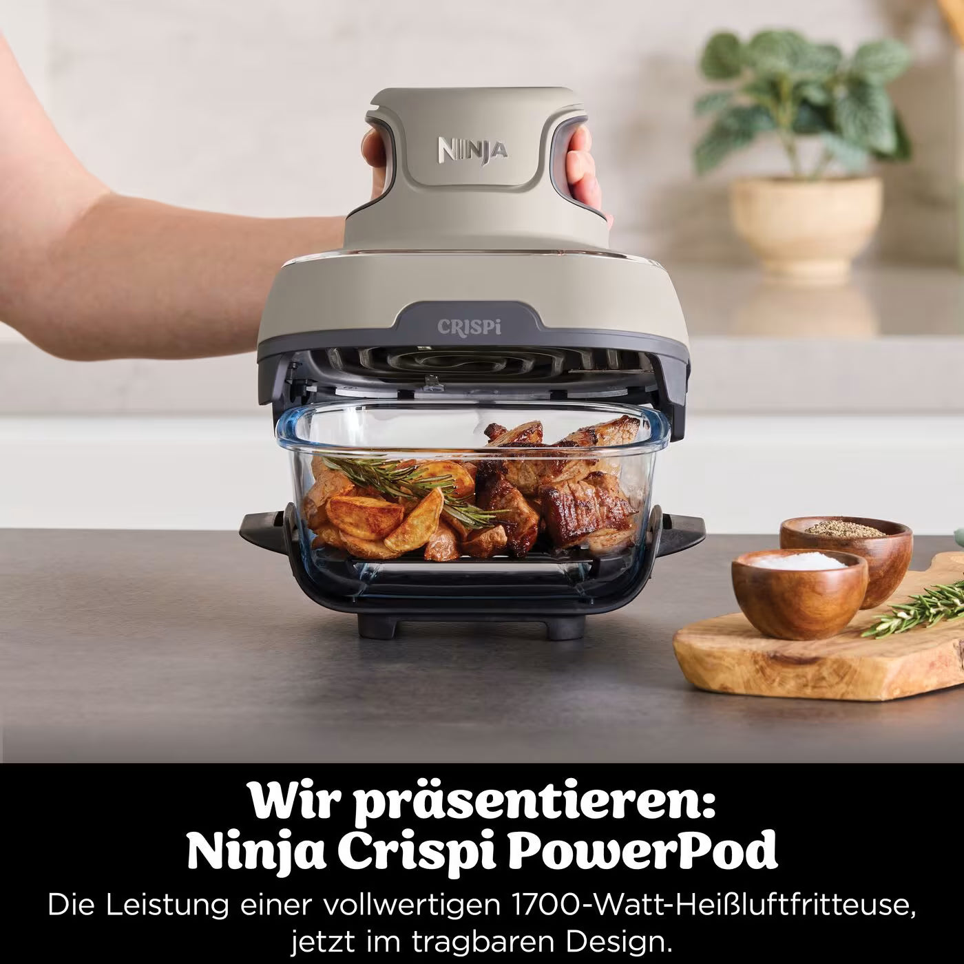 Ninja CRISPi 4-in-1 Tragbare Glas-Heißluftfritteuse