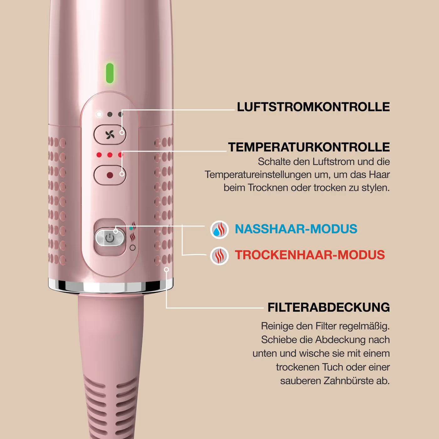Shark Glossi 2-in-1 Warmluftbürste mit beheiztem Keramikkamm