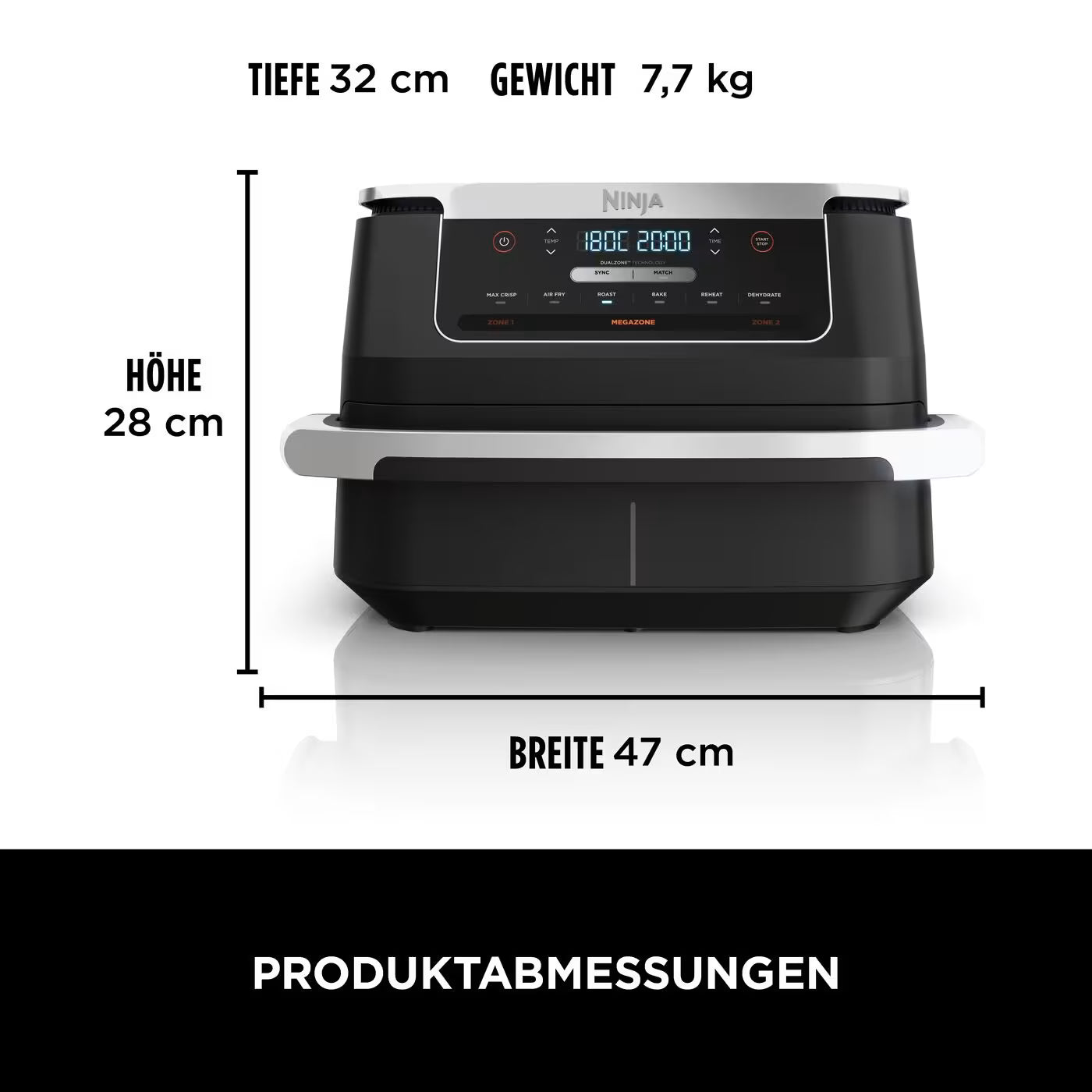 Ninja FlexDrawer Heißluftfritteuse 6,6 L