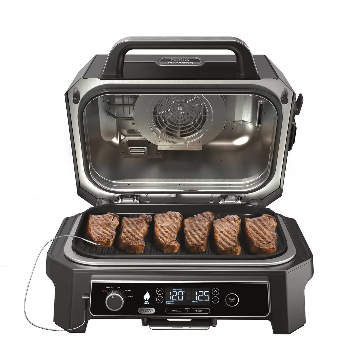 Ninja Woodfire Pro XL Elektrischer Outdoor Grill & Smoker mit Smart Cook System