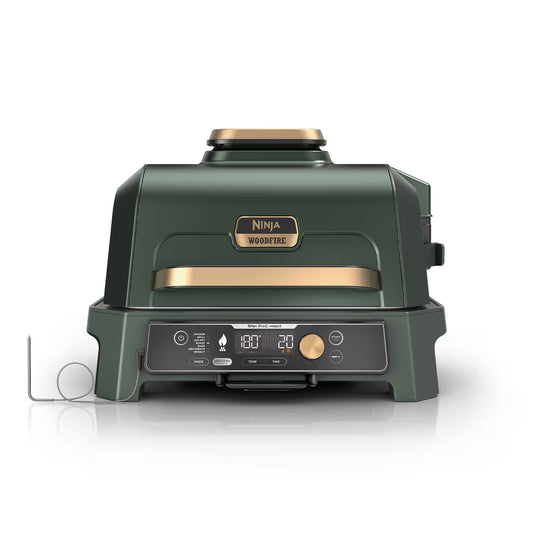 Ninja Woodfire Pro Connect XL Elektrischer Outdoor Grill & Smoker mit Abdeckung – Grün & Gold