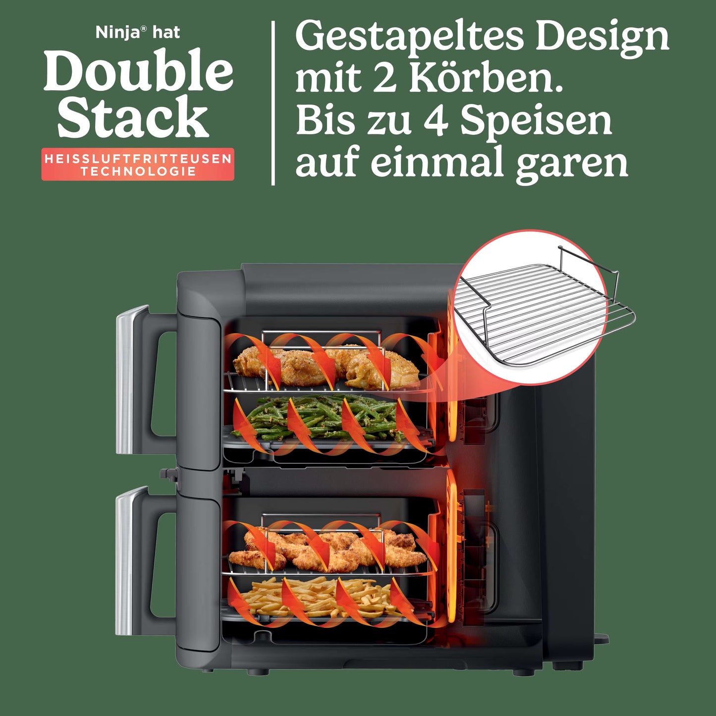 Ninja Double Stack XL 2-Ebenen Heißluftfritteuse 9,5 L