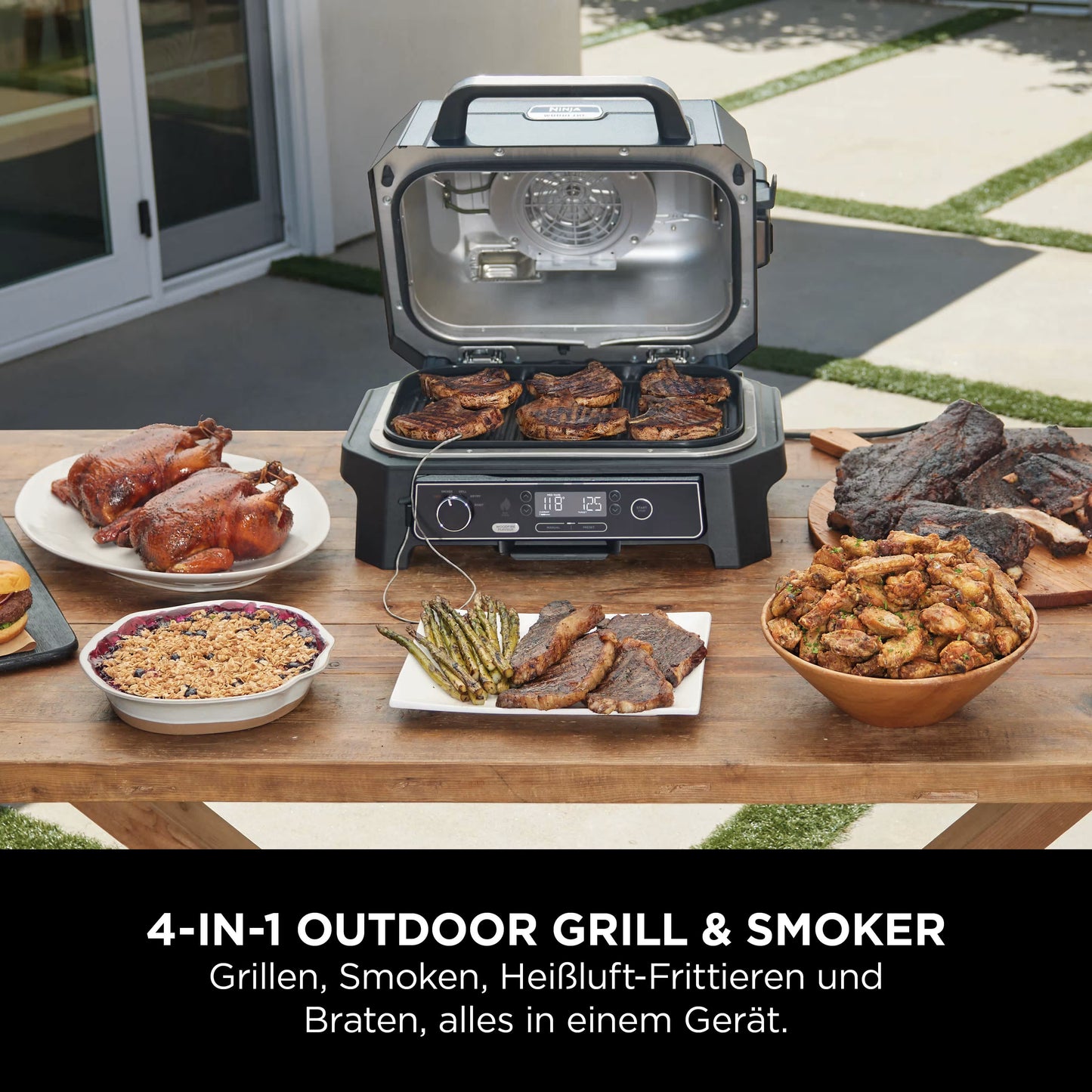 Ninja Woodfire Pro XL Elektrischer Outdoor Grill & Smoker mit Smart Cook System