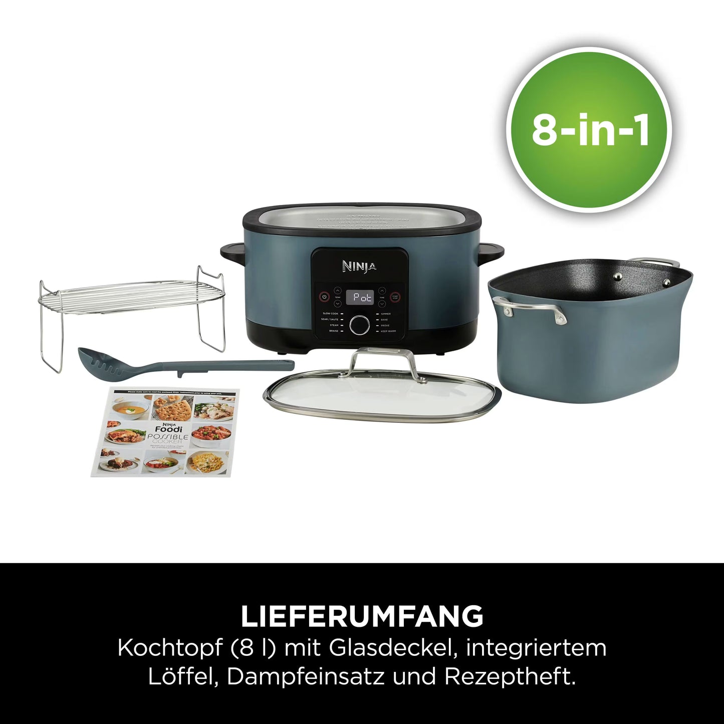 Ninja Foodi 8-in-1 PossibleCooker Digitaler Slow Cooker und Multikocher