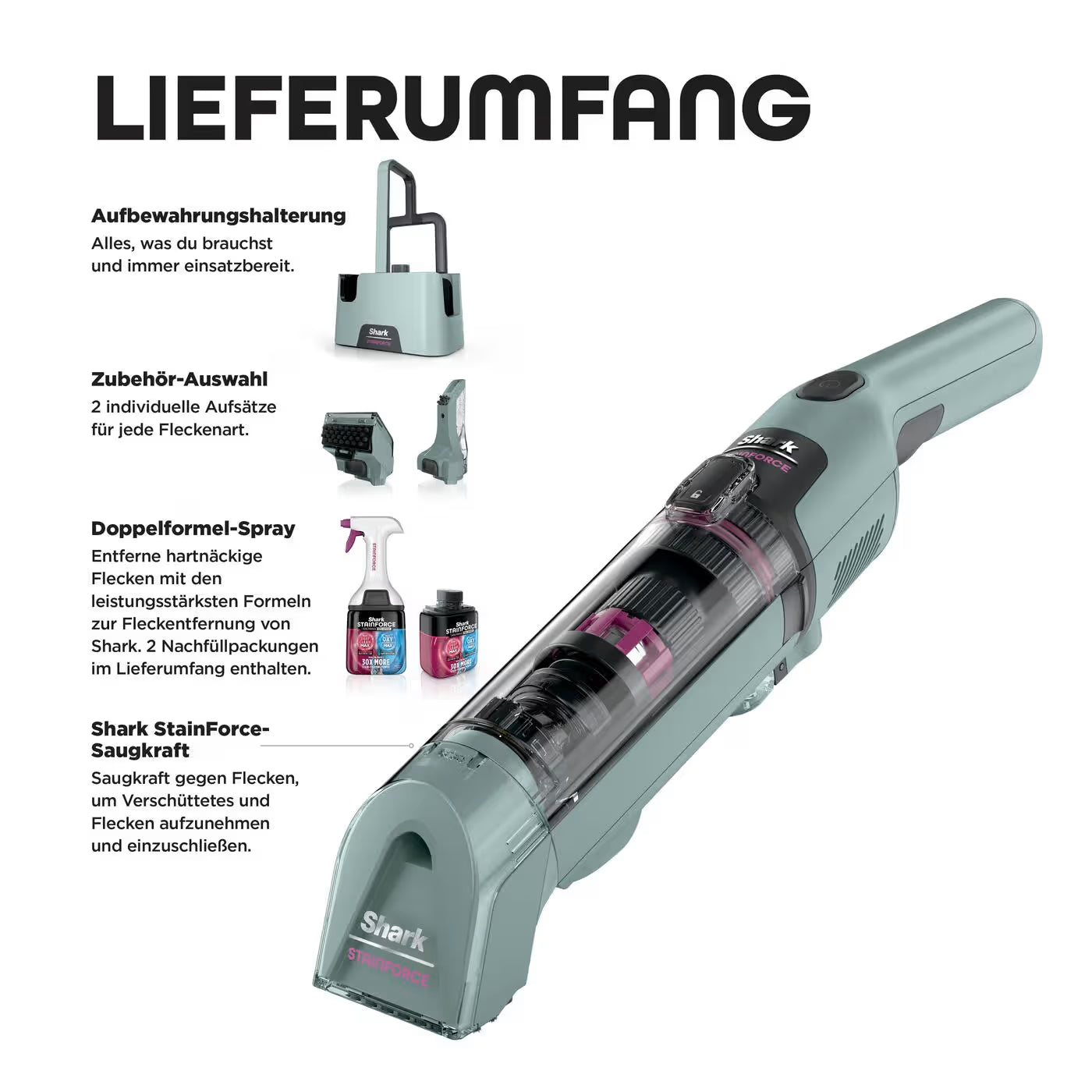 Shark StainForce kabelloser Flecken- und Polsterreiniger HX100EUCP