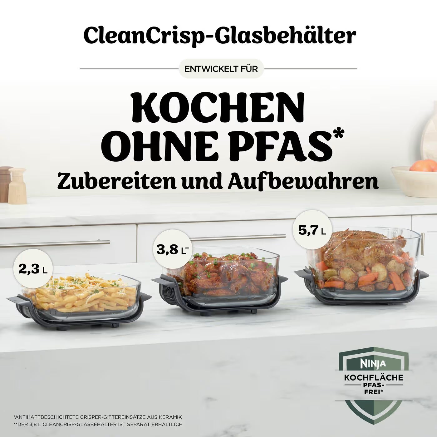 Ninja CRISPi PRO 7-in-1 Glas-Air-Fryer - Family Set - Beige