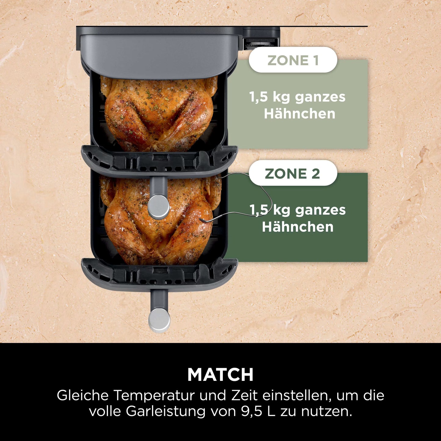 Ninja Double Stack XL 2-Ebenen Heißluftfritteuse 9,5 L mit Smart Cook System