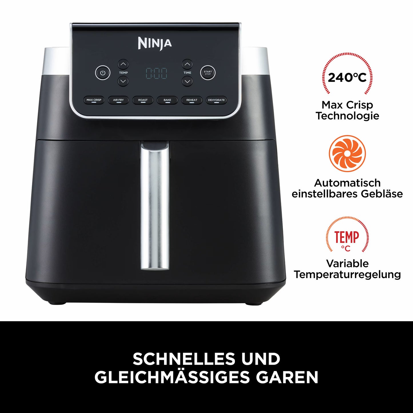 Ninja Heißluftfritteuse Max Pro 6,2 L