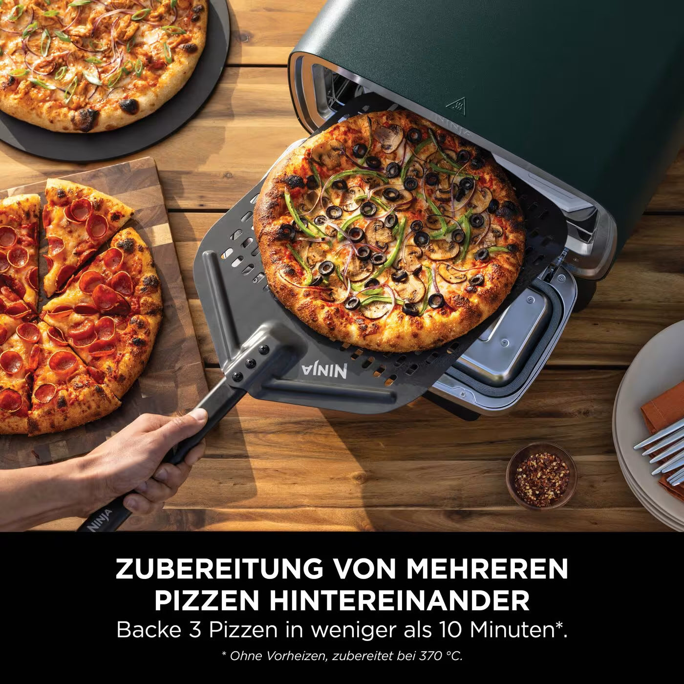 Ninja Artisan Outdoor-Elektro-Pizzaofen und Heißluftfritteuse