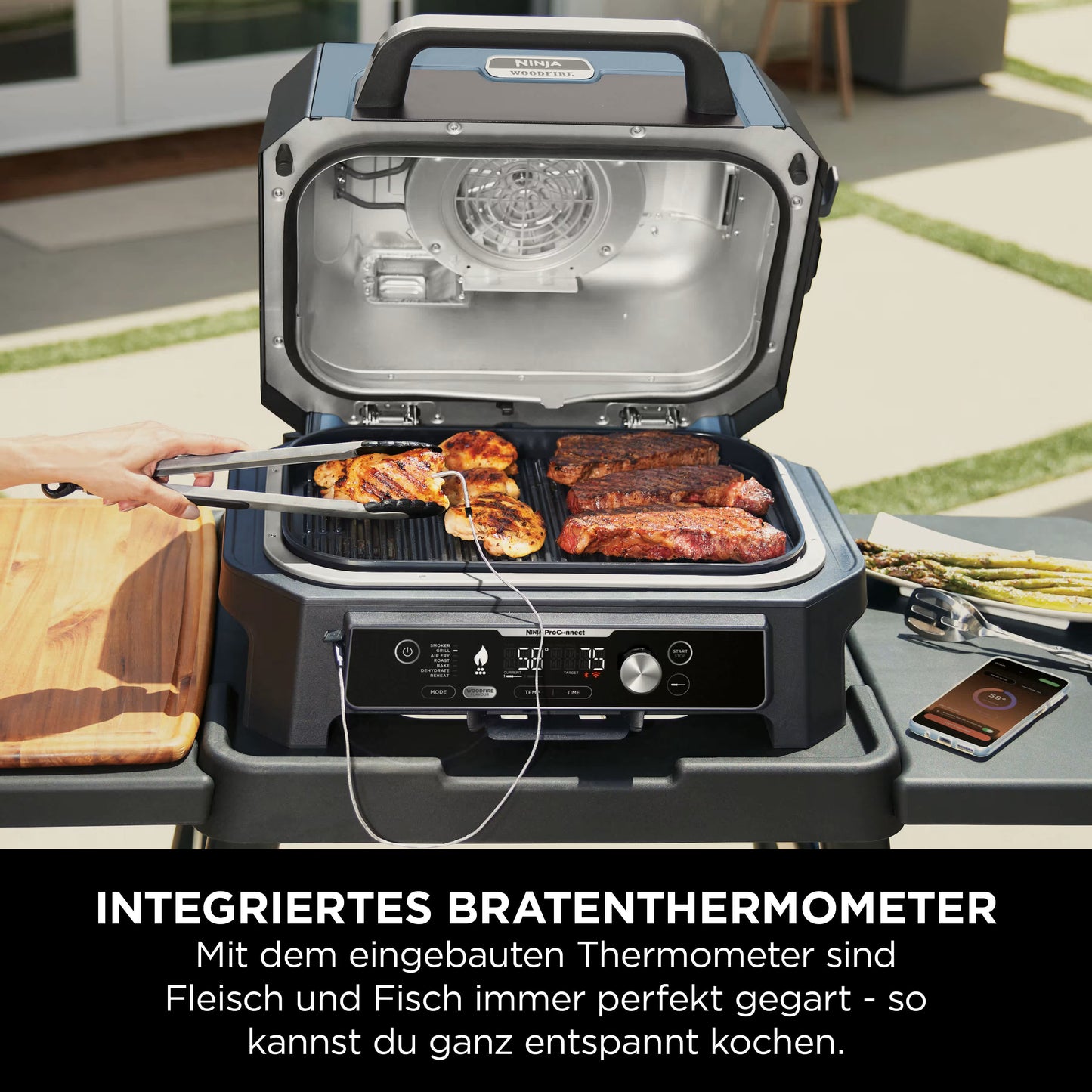Ninja Woodfire Pro Connect XL Elektrischer Outdoor Grill & Smoker