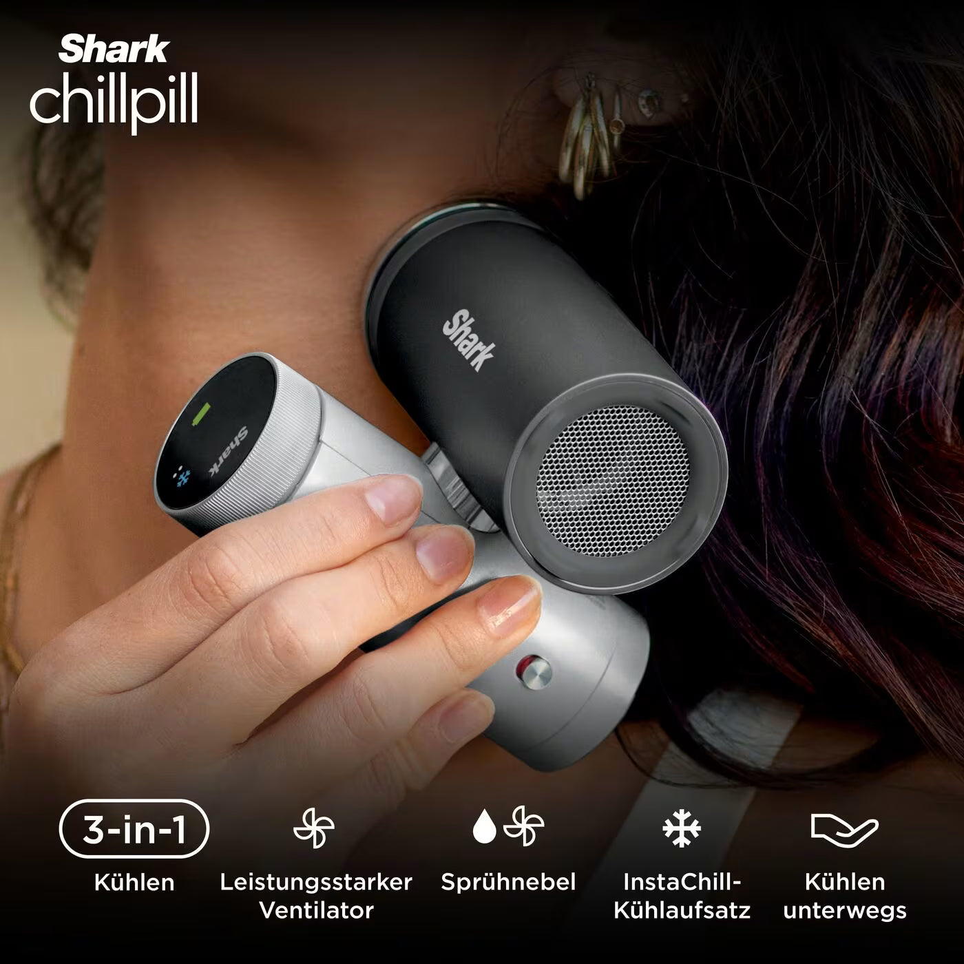 Shark ChillPill 3-in-1 Ventilator mit Sprühnebel – Schwarz