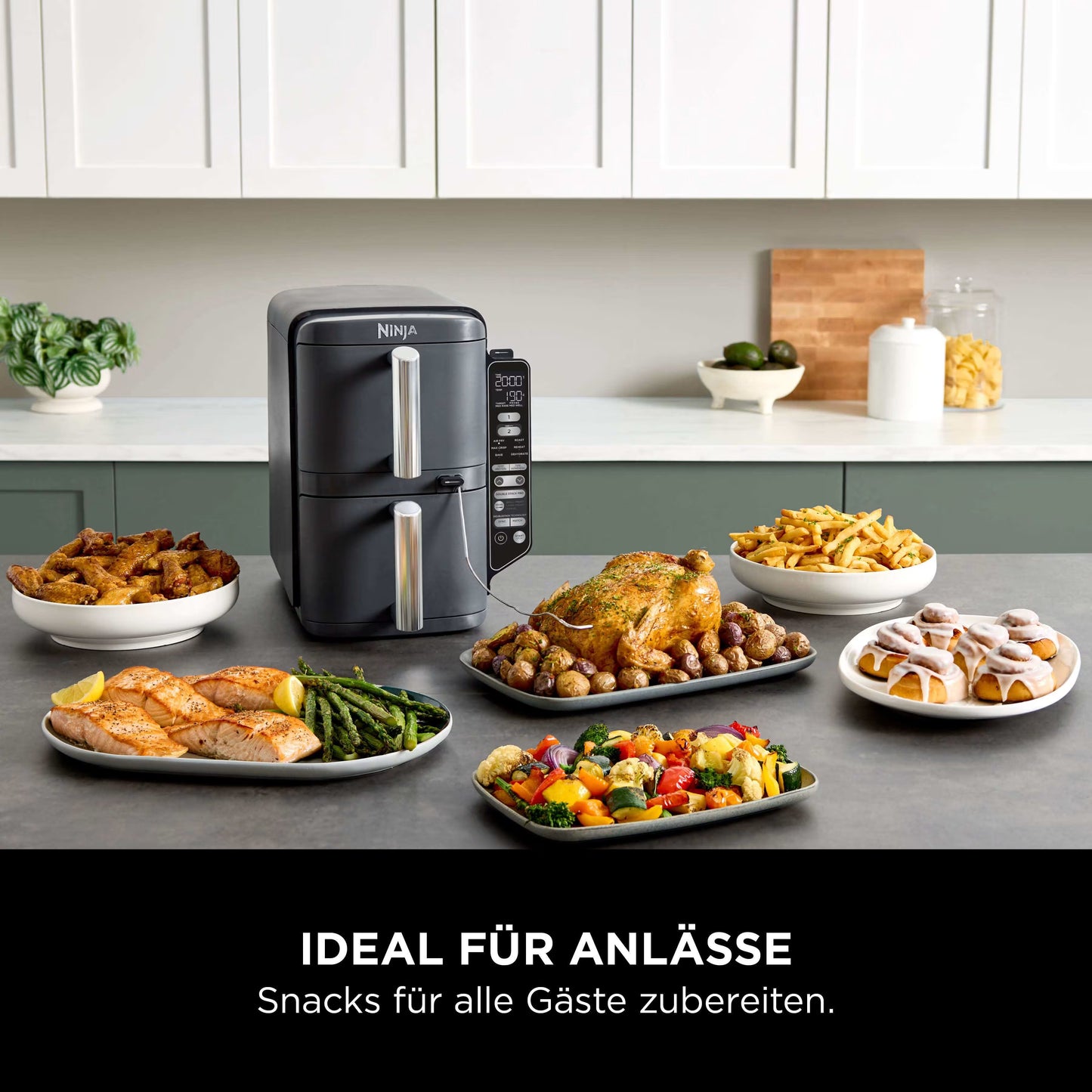 Ninja Double Stack XL 2-Ebenen Heißluftfritteuse 9,5 L mit Smart Cook System