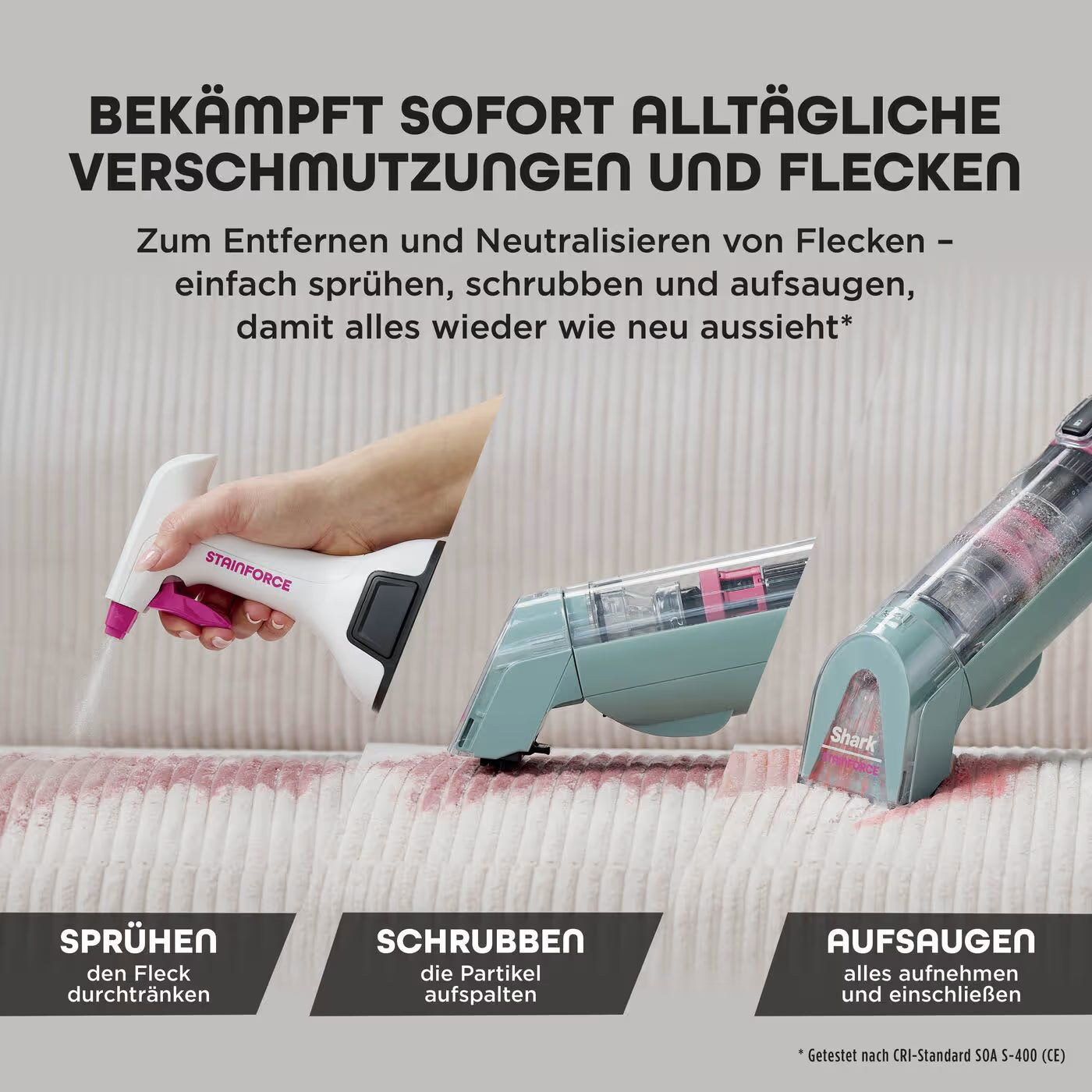 Shark StainForce kabelloser Flecken- und Polsterreiniger HX100EUCP