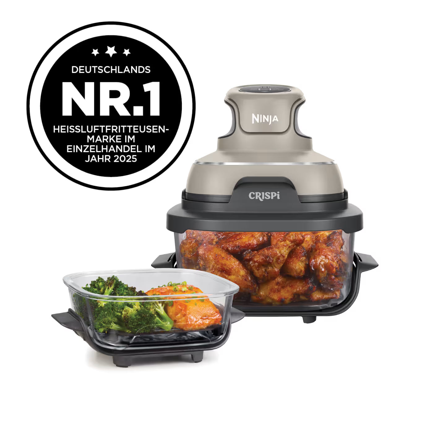 Ninja CRISPi Glas-Heißluftfritteuse - Meal Prep Set - Stone