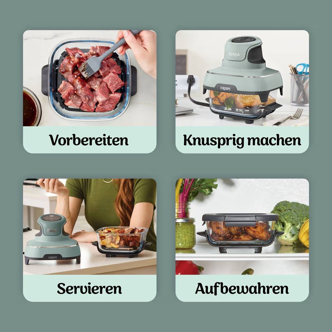 Ninja CRISPi Glas-Heißluftfritteuse - Meal Prep Set