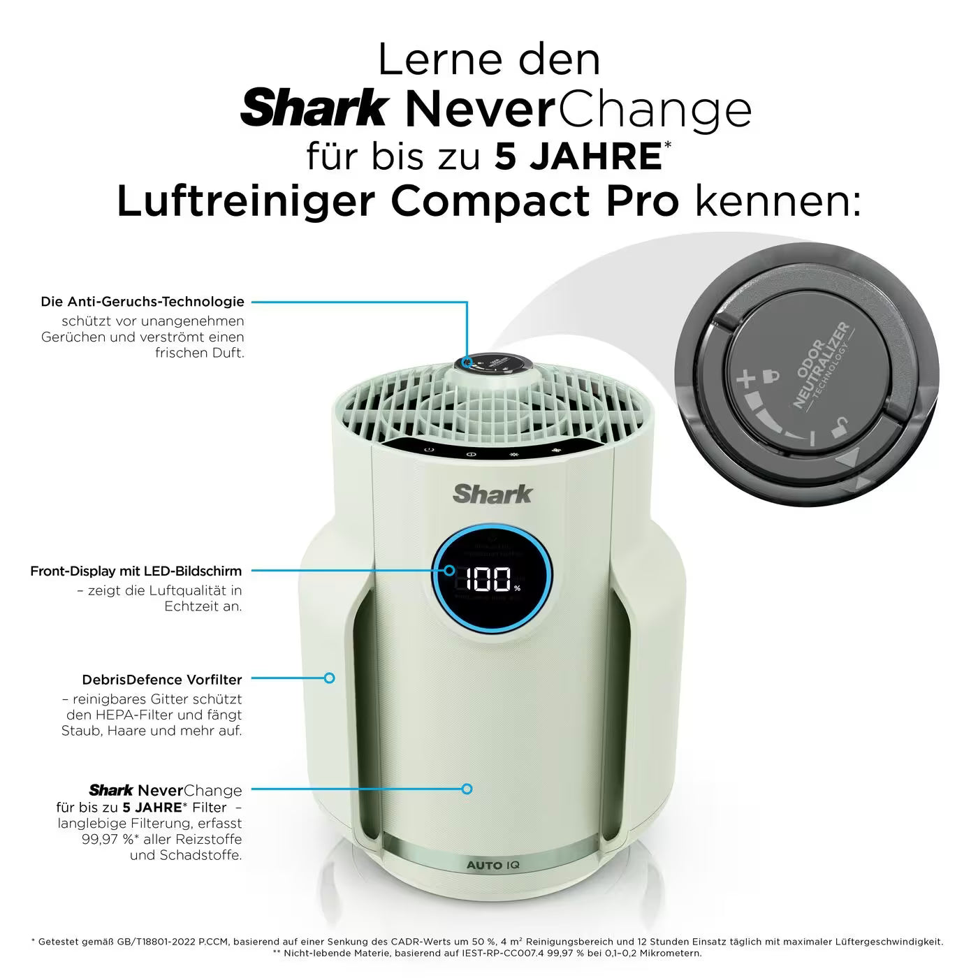 Shark NeverChange Luftreiniger Compact Pro für bis zu 5 Jahre