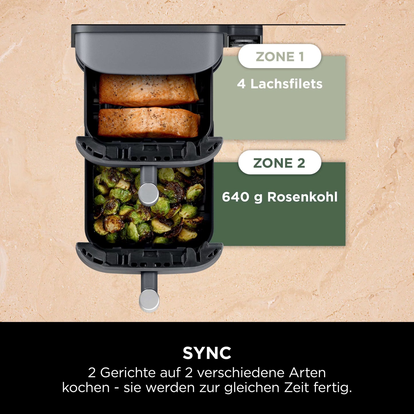 Ninja Double Stack XL 2-Ebenen Heißluftfritteuse 9,5 L mit Smart Cook System