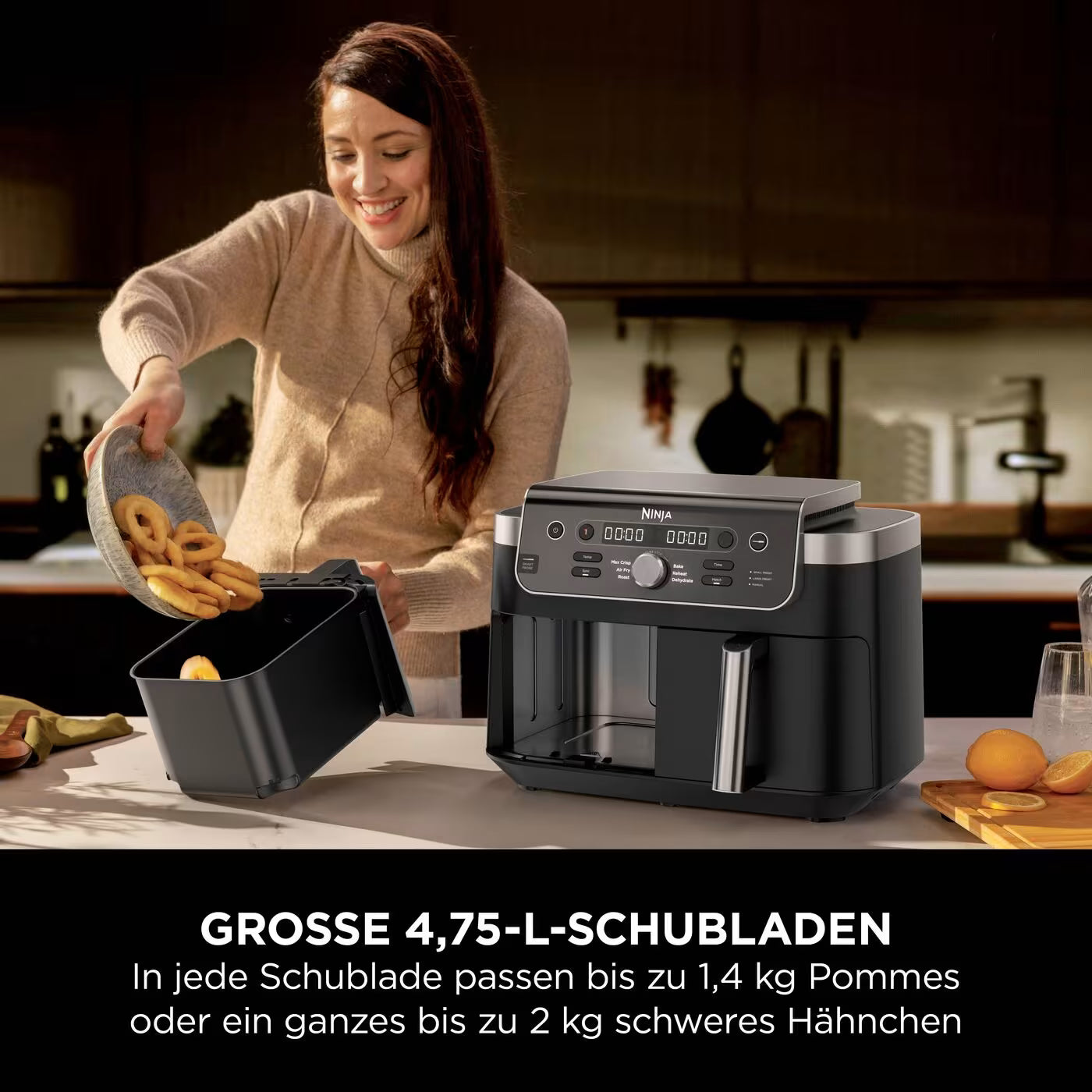 Ninja DualZone XL-Heißluftfritteuse mit 9,5 l Fassungsvermögen und 2 Schubladen