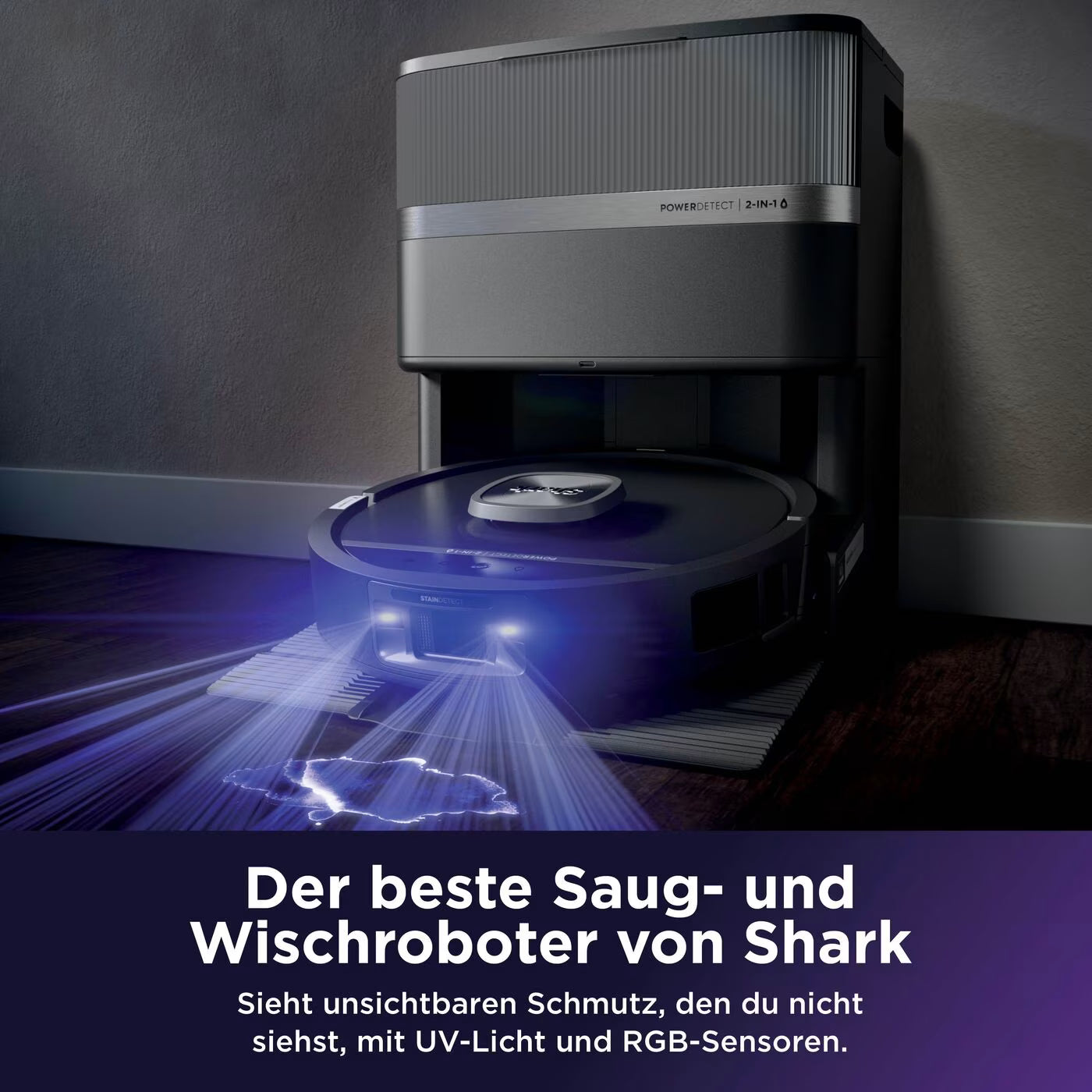 Shark PowerDetect UV Reveal 2-in-1 Saug- und Wischroboter – Schwarz