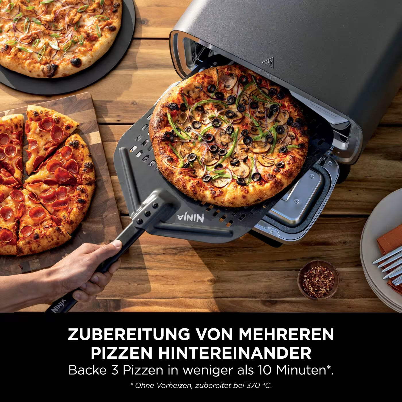 Ninja Artisan Outdoor-Elektro-Pizzaofen und Heißluftfritteuse